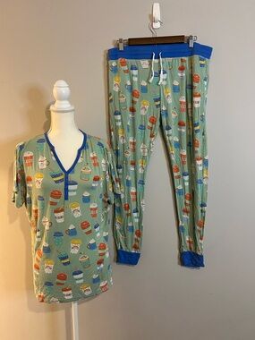 Little Sleepies I Love You a Latte Pajama Set Womens Pants Large , Top Medium